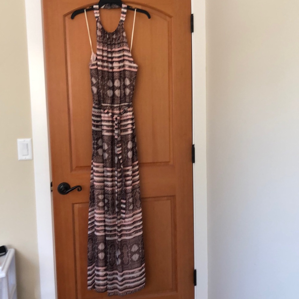 Jessica Simpson snake print halter maxi dress